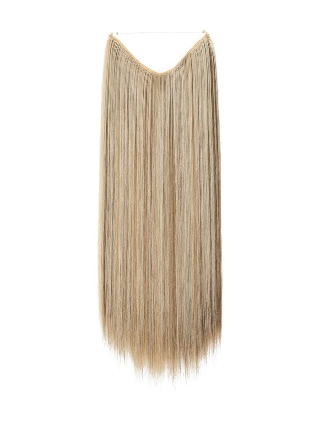 SARLA Invisible Wire Hair Extensions Straight Long Synthetic Hairpieces 22 inch Adjustable Transparent Headband for Women Bahama Beige - Image 2